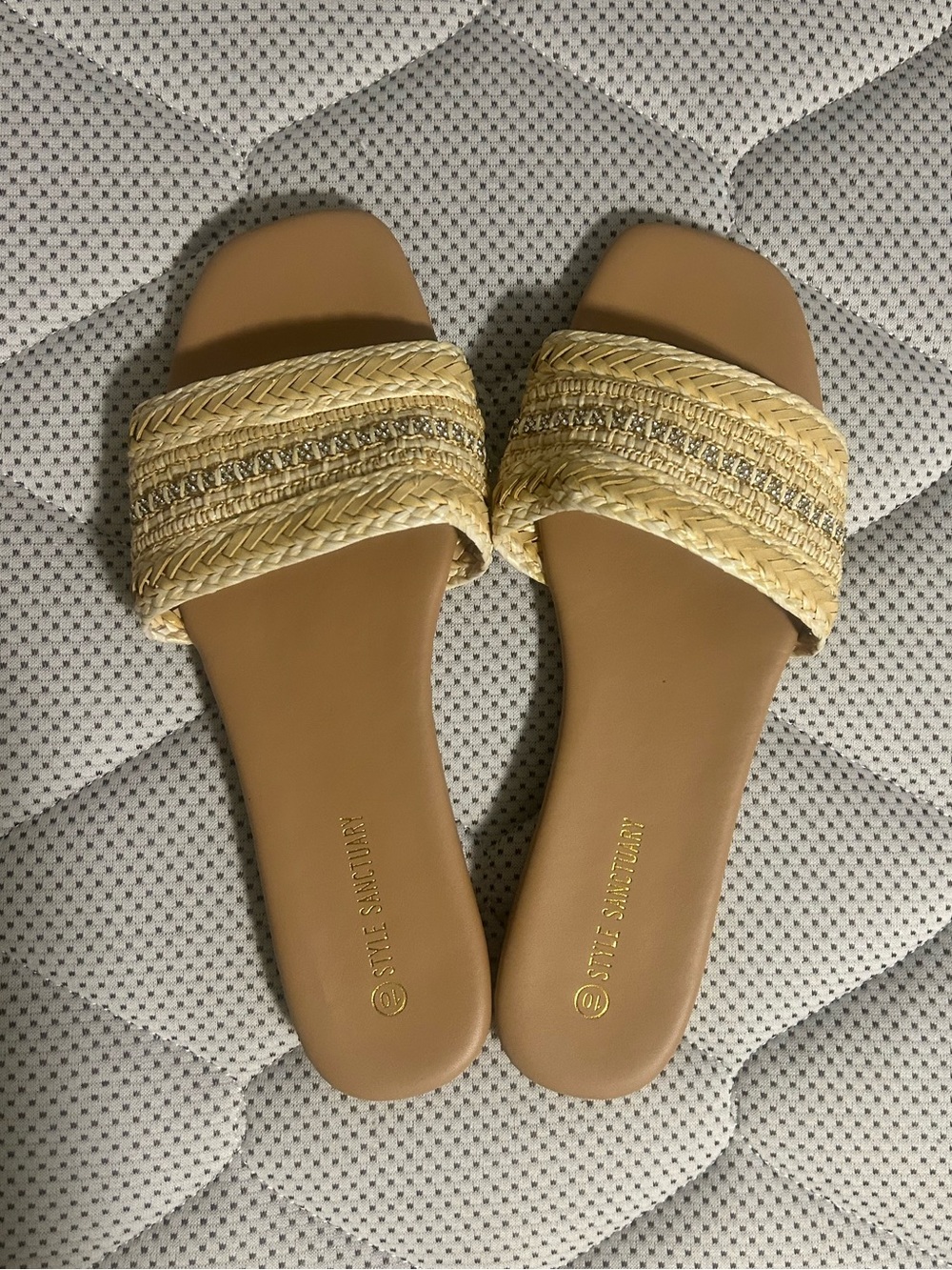 Braided Cream Slide Sandals for Women